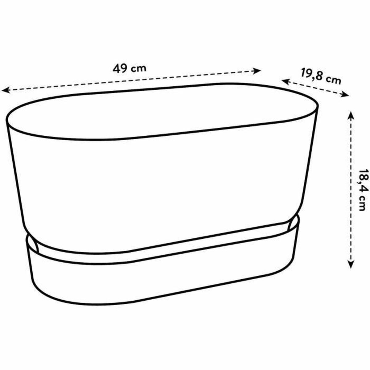 Žardinijera Elho   Crna 50 cm Plastika Ovalan